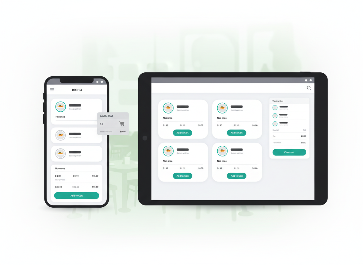 Menú digital con función de pedidos en un smartphone